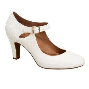 Giani Bernini Velmah Memory Foam Mary Jane Off White Lizard Print Pumps SZ 6.5